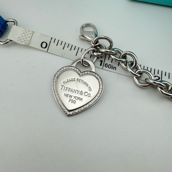 RARE Return To Tiffany & Co. 18k Diamond Heart Bracelet in White Gold 30g - Picture 9 of 9